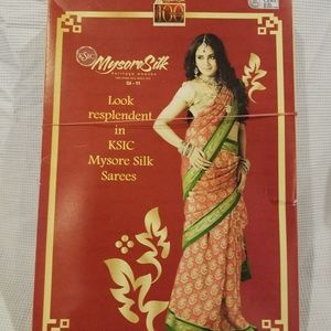 KSIC Mysore Silk Saree SOLID GREEN with gold emb